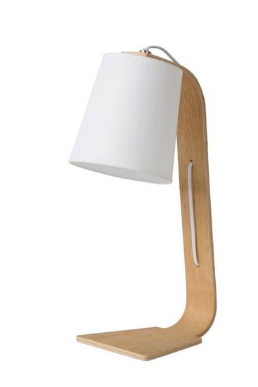 Lucide NORDIC Tischlampe E14 Weiß, Helles Holz 06502/81/31