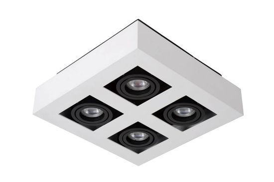 Lucide XIRAX LED Deckenleuchte 4x GU10 Dim-to-warm 4x 5W dimmbar 360° drehbar Weiß, Schwarz 95Ra 09119/21/31