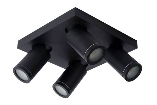 Lucide TAYLOR LED Deckenleuchte 4x GU10 Dim-to-warm 4x 5W dimmbar 360° drehbar Schwarz 95Ra IP44 09930/20/30