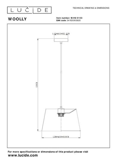 Lucide WOOLLY Pendelleuchte E27 Grün, Schwarz 10416/01/33