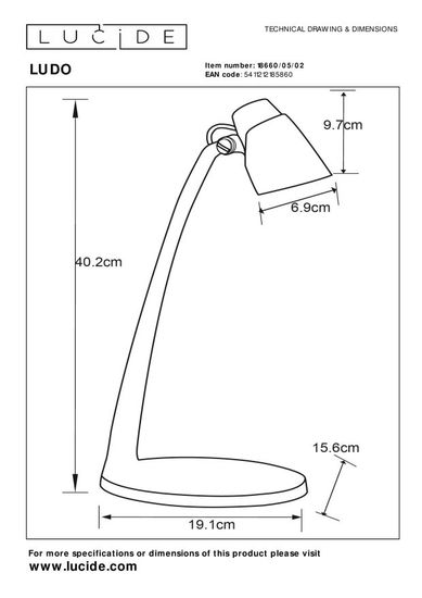 Lucide LUDO LED Schreibtischleuchte 4,5W drehbar Mattes Gold, Messing, Schwarz 18660/05/02