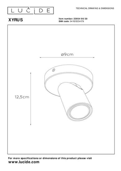 Lucide XYRUS LED Deckenleuchte GU10 Dim-to-warm 5W dimmbar 360° drehbar Schwarz 95Ra 23954/06/30