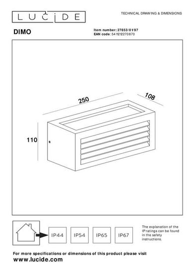 Lucide DIMO Außen-Wandleuchte E27 Rostfarbe IP54 27853/01/97