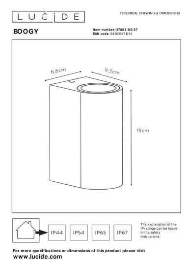 Lucide BOOGY Außen-Wandleuchte 2x GU10 Rostfarbe IP44 27863/02/97