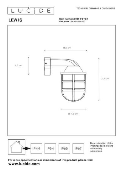 Lucide LEWIS Außen-Wandleuchte E27 Mattes Gold, Messing IP44 29899/01/02