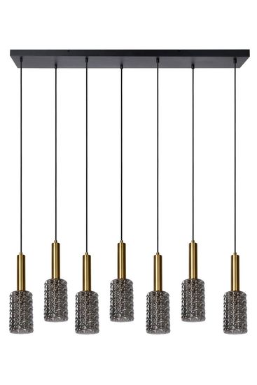 Lucide CORALIE Pendelleuchte 7x E27 Mattes Gold, Messing, Rauchfarbe Grau 45498/07/02