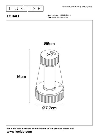 Lucide LORALI LED Tischlampe 1,2W dimmbar Ockergelb IP44 45500/01/44