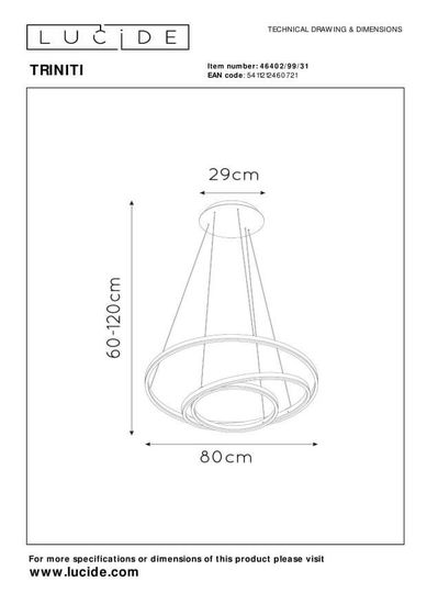 Lucide TRINITI LED Pendelleuchte 32W dimmbar Weiß 46402/99/31