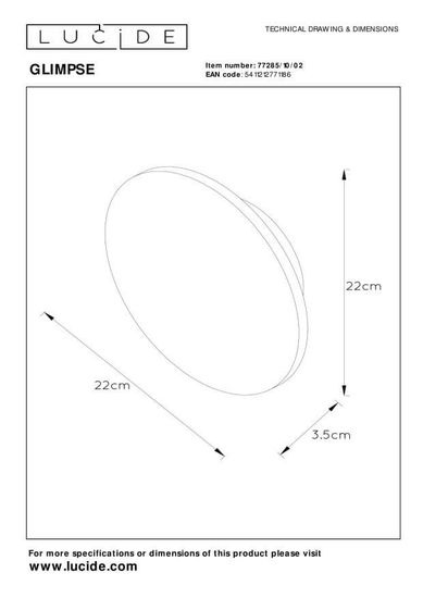 Lucide GLIMPSE LED Wandleuchte 11W Mattes Gold, Messing 77285/10/02