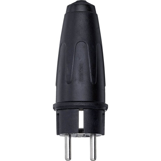 Merten 122051 Vollgummi-Schutzkontakt-Stecker, schwarz