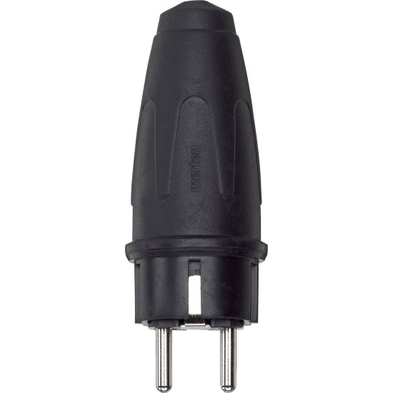 Merten 123251 Gummi-Schutzkontakt-Stecker (DE, FR, BE), schwarz