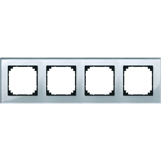 Merten 489460 M-PLAN-Echtglasrahmen, 4fach, Diamantsilber