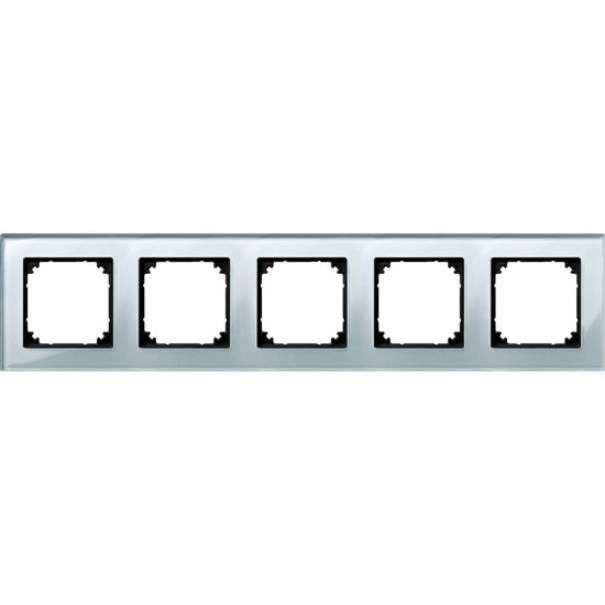 Merten 489560 M-PLAN-Echtglasrahmen, 5fach, Diamantsilber