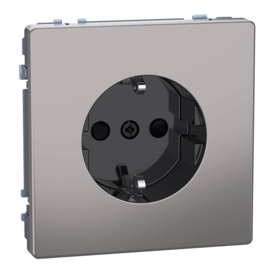 Merten MEG2300-6050 Schutzkontakt-Steckdose, erhöhter Berührungsschutz, Steckklemmen, Nickelmetallic, System Design