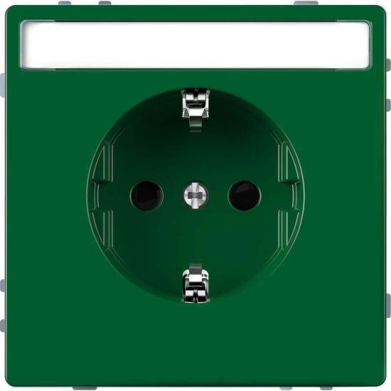 Merten MEG2302-6004 Schutzkontakt-Steckdose für Sonderstromkreise mit Schriftfeld, Berührungsschutz, Steckklemmen, SV, grün, System Design