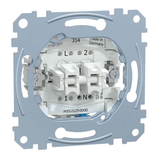 Merten MEG3125-0000 Serienschalter-Einsatz mit N-Klemme, 1-polig, 10AX, AC250V Steckklemmen