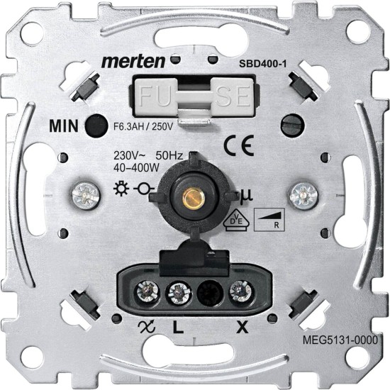 Merten MEG5131-0000 Drehdimmer-Einsatz für ohmsche Last mit Druck-Ausschalter, 40-400 W