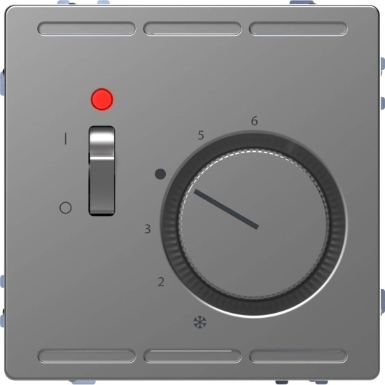 Merten MEG5760-6036 Raumtemperaturregler 230V mit Schalter und Zentralplatte, Edelstahl, System Design