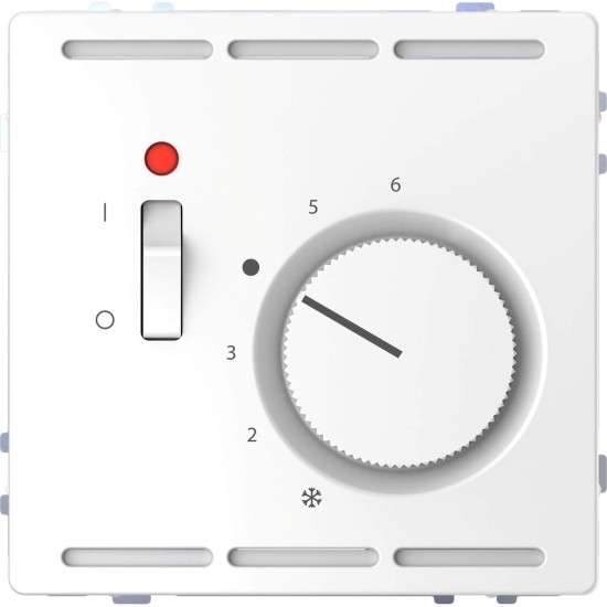 Merten MEG5761-6035 Raumtemperaturregler 24 V mit Schalter und Zentralplatte, Lotosweiß, System Design