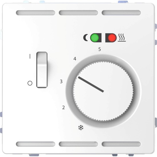 Merten MEG5764-6035 Fußbodentemperaturregler 230V mit Schalter und Zentralplatte, Lotosweiß, System Design