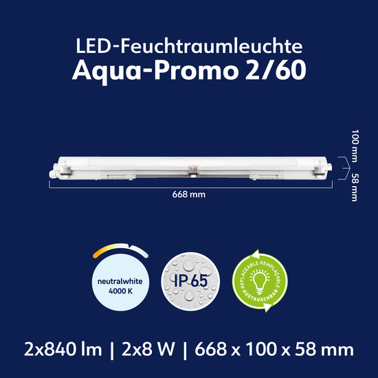 Müller Licht Feuchtraumleuchte Aqua-Promo 2/60 white Gen. 10 20800198