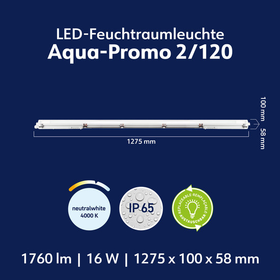 Müller Licht Feuchtraumleuchte Aqua-Promo 2/120 white Gen. 10 20800199