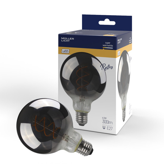 Müller Licht LED Lampe G95 6.5W 28W 220-240V E27 300lm 320° 1800K Retro-G95 smoked 401103