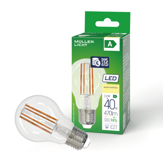 Müller Licht LED Lampe A60 Retro Birne EEK A E27 40W 470lm 2700K 401108