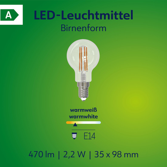 Müller Licht LED Lampe P45 Retro Tropfen EEK A E14 40W 470lm 2700K 401110