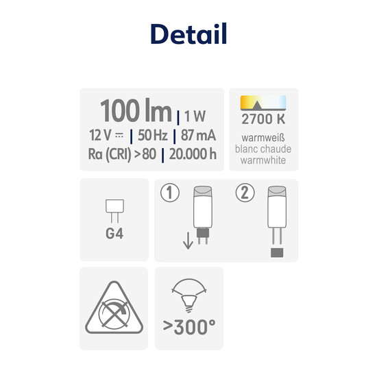 Müller Licht LED Lampe Spezial G4 100lm 2700K 401126