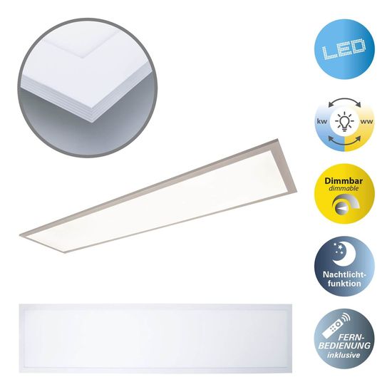 Näve LED Deckenleuchte NICO 119,5x29,5cm 31,3W Steuerbare Lichtfarbe weiß dimmbar Nachtlicht 1388123