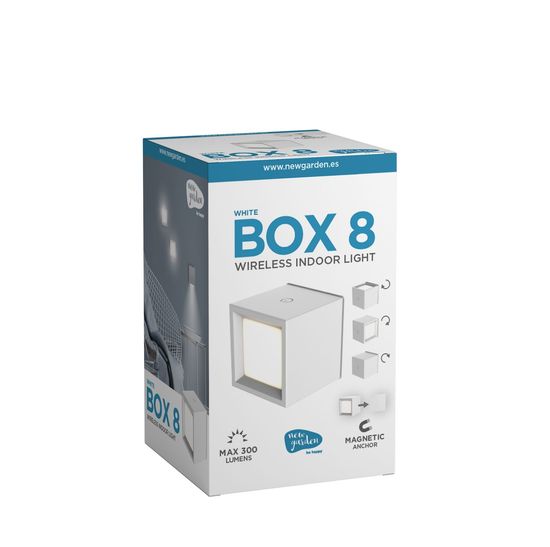 NewGarden BOX 8 WHITE LED Wand-/Deckenleuchte Eckig kabellos USB weiß