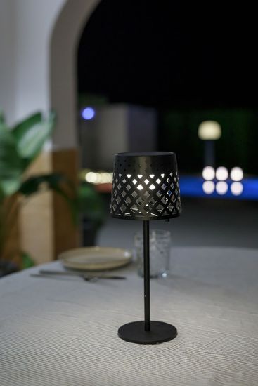 NewGarden GRETITA TABLE SOLAR LED Tischleuchte Gitter-Design mit Zugschalter IP44