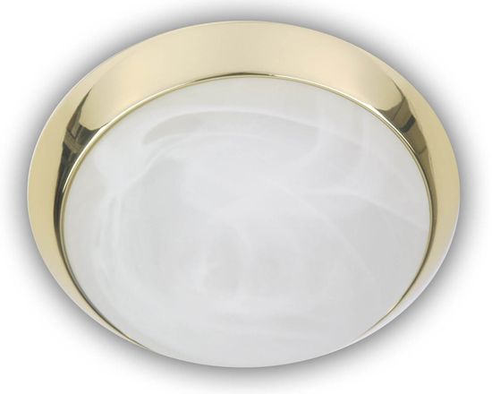 Niermann LED 8W Deckenleuchte Alabaster-Glas, Messing poliert, 25cm, warmweiss, Made in Germany