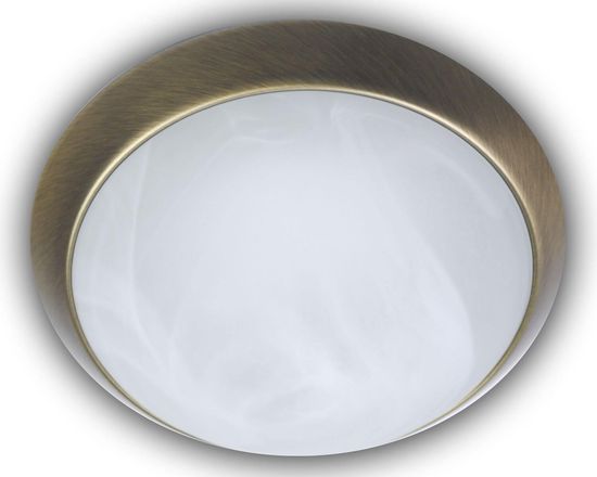 Niermann LED 8W Deckenleuchte Alabaster-Glas, Altmessing, 25cm, warmweiss, Made in Germany