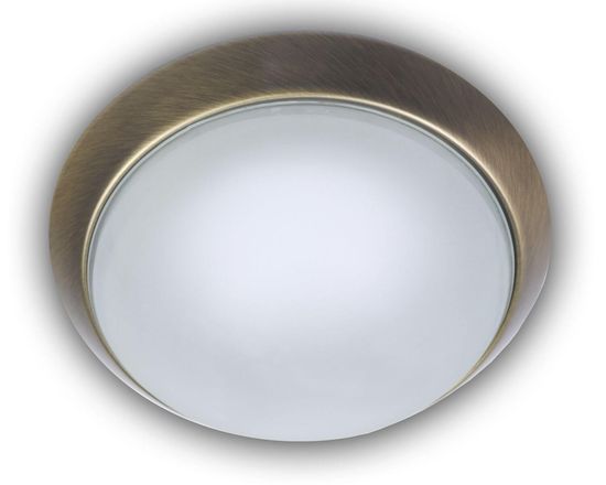 Niermann LED 14W Deckenleuchte satiniert Glas Klarrand, Altmessing, 40cm, warmweiss, Made in Germany