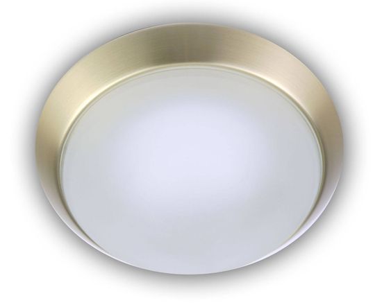 Niermann LED 14W Deckenleuchte satiniert Glas Klarrand, Messing matt, 40cm, HF Sensor, warmweiss, Made in Germany