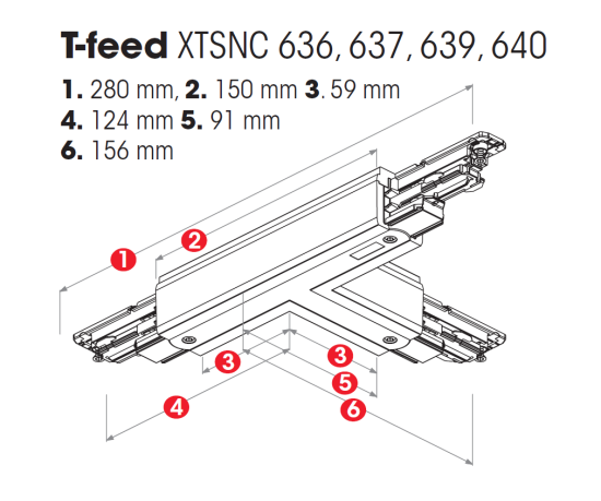 Nordic Global Trac T-Verbinder 3-Phasen DALI XTSNC636-3 weiss