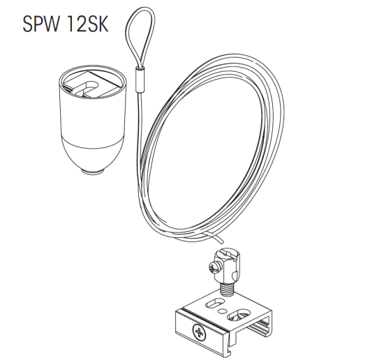 Nordic Global Trac Abhängeset Klammer + Baldachin + Schlaufe SPW12SK-1/1,5M grau