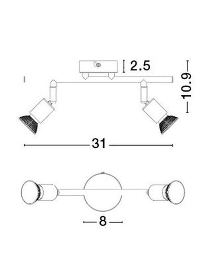 Nova Luce BASE Deckenleuchte GU10 2-fach Weiß 31x8x10,9cm dimmbar 661002