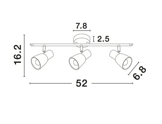 Nova Luce PUBLICO Deckenleuchte E14 3-fach Nickel 52x7,8x16,2cm dimmbar 667003