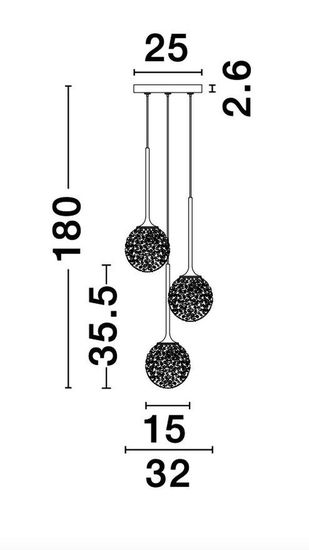 Nova Luce MIRANO Pendelleuchte G9 3-fach Gold 180x32cm dimmbar 9160212