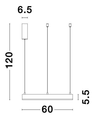 Nova Luce MOTIF LED Pendelleuchte Messing 40W Warmweiss 200x60cm dimmbar 9190640