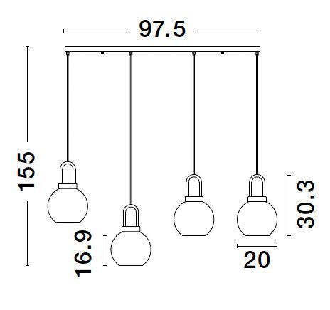 Nova Luce IRVINE Pendelleuchte E27 4-fach Gold 97,5x20x155cm dimmbar 9241180