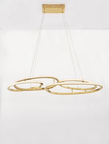 Nova Luce NUDOS LED Pendelleuchte Gold 80W Warmweiss 90x25,5x150cm dimmbar 9289085