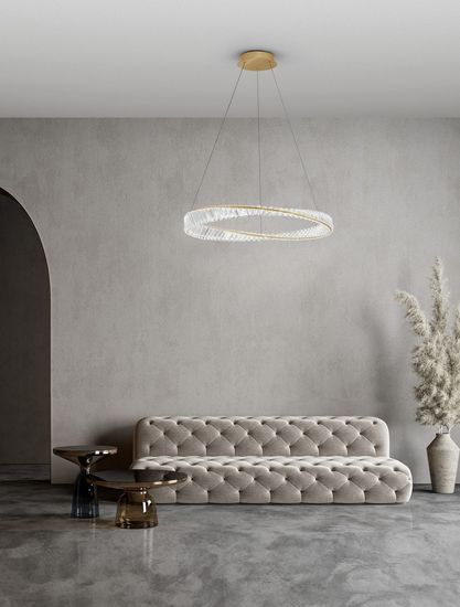 Nova Luce AURELIA LED Pendelleuchte Gold 43W Neutralweiss 120x80cm dimmbar 9333062