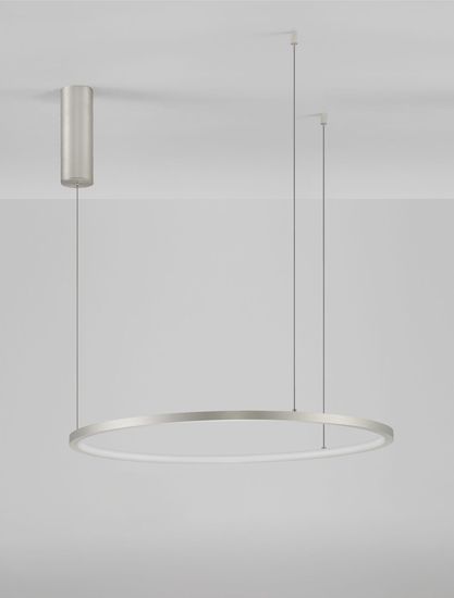 Nova Luce TARQUIN LED Pendelleuchte Silber 37W Warmweiss 200x60cm dimmbar 9345603