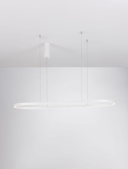 Nova Luce CUPPE LED Pendelleuchte Weiß 56W Warmweiss 120x35x200cm dimmbar 9345625