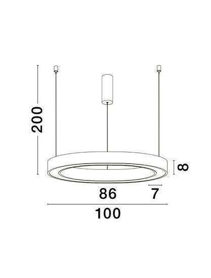 Nova Luce MORBIDO LED Pendelleuchte Schwarz 80W Steuerbare Lichtfarbe 200x100cm dimmbar 9345645