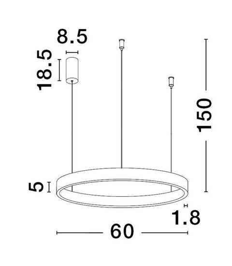 Nova Luce ELOWEN LED Pendelleuchte Schwarz 60W Warmweiss 150x60cm dimmbar 9345660